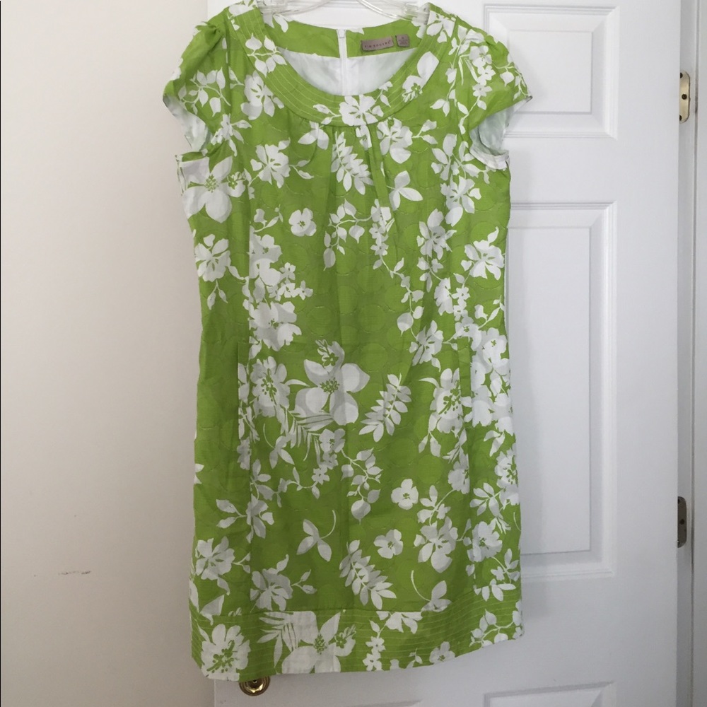 Scoop Neck floral green print dress